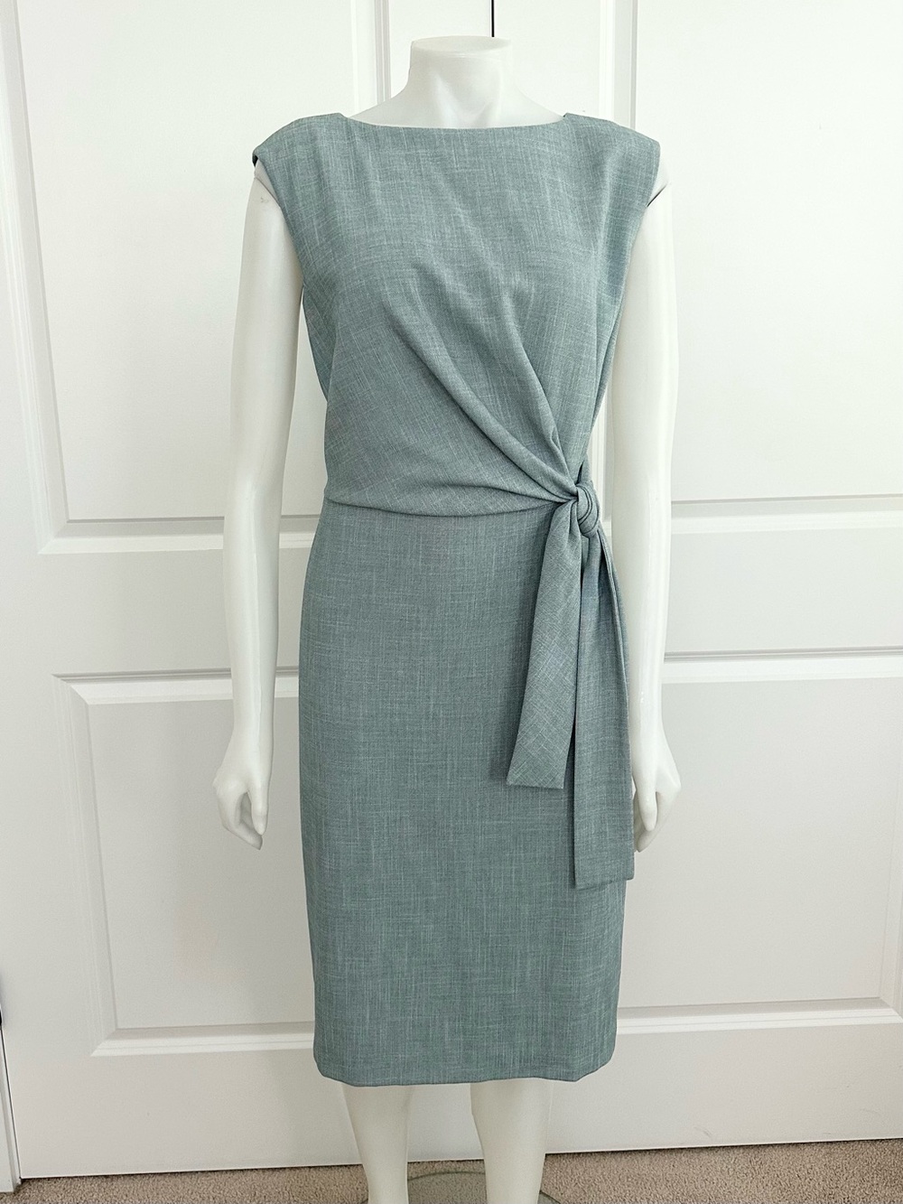 Ann Taylor Tie Waist Sleeveless Sheath Dress In Cross Weave - Office / Tailored